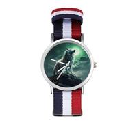 Wolf Full Moon Sport Watch for Men Women Nylon Strap Wrist Watch Analog Quartz Watch