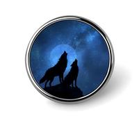 Wolf Galaxy Print Round Badge Button Pins Custom Brooches Lapel Pins for Women Men Clothing Decoration