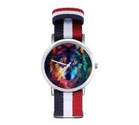 Wolf Galaxy Quartz Watches Arabic Numerals Wrist Watch with Adjustable Strap for Men Women