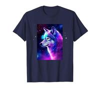 Wolf Galaxy Space Graphic Wolf Lover T-Shirt, Men, Navy Blue, XX-Large