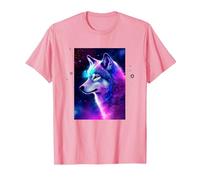 Wolf Galaxy Space Graphic Wolf Lover T-Shirt, Men, Pink, XX-Large