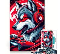 Wolf Gamer Headset Jigsaw for Teenagers1000 Pieces Mental Boost Game Burr Free Clean Cut Pieces Easy to Learn Family Enjoyment (50x75cm)