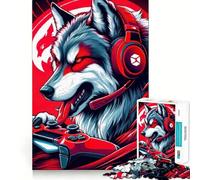 Wolf Gamer Headset Jigsaw Puzzle1000 Pieces Brain Boosting Play Zero Gap Cozy Indoor Entertainment for All (38x26cm)