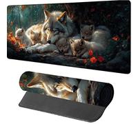 Wolf Gaming Mouse Mat 1000x500x3mm, Mouse Pad Large Flower, Desk Mat with Stitched Edge, Mousepad with Non-Slip Rubber Base, Office Accessories, Keyboard Pad, for Gifts, PC, Gaming, Desk Office G-4741
