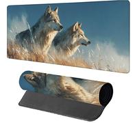 Wolf Gaming Mouse Mat 800x400x3mm, Mouse Pad Large Sky, Desk Mat with Stitched Edge, Mousepad with Non-Slip Rubber Base, Office Accessories, Keyboard Pad, for Gifts, PC, Gaming, Desk Office, 2-6580