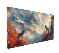 Wolf Gaming Mouse Mat, View Mouse Pad Large 64x32in, Desk Mat with Non-Slip Rubber Base, Gaming Accessories, Stitched Edge Design XL Mousepad, Desk Pad, for Office, Computer Accessories, Gifts, A-7862