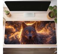 Wolf Gaming Mouse Mat Yellow Large Mouse Pad 70 x 30cm XXL Mousepad Desk Mat Improved Precision and Speed Rubber Base for Stable Grip on Smooth Surfaces Table Pad PjY6285 S-C