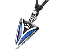 Wolf Gifts for Men or Women - Cool Paw Arrowhead Necklace - Unique Protection Powers Amulet Tooth Pendant, Enamel, No Gemstone