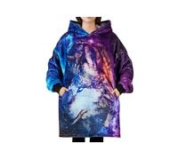 Wolf Gifts for Men, Women, Boys and Girls, Wearable Blanket Hoodie, Oversized Flannel Hooded Blanket Sweatshirt, Plush, Cozy, Warm, Soft, and Fuzzy Hoodie, One Size, for Birthday Christmas
