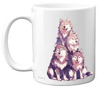 Wolf Gifts - Pyramid of Animals - Happy Birthday Gifts Wolf Mother's Day Presents, Gift Father's Day, 11oz Ceramic Dishwasher Safe Premium Mugs