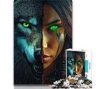 Wolf Girl Jigsaw Puzzles for Adults Teenagers Jigsaws Puzzle,Brain Intelligence Challenge Addictive Toys for Home Decoration (38x26cm)