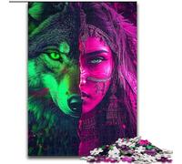 Wolf Girl Jigsaws Puzzles 1000 Pieces for Teenagers Gifts, Suitable for Ages 14 And Up Family Fun It Is Ideal As A Gift for The Whole Family (26x38cm)