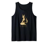 Wolf Girl Pinup Retro I Bite Furry Fursona Fantasy Art Tank Top