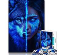 Wolf Girl Puzzles for Adults Teens 1000pc Puzzle,Challenging Game And Family Play with Fully Interlocking Randomly Shaped Pieces (38x26cm)