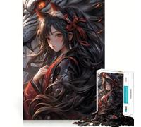 Wolf Girl Samurai Jigsaw Puzzles1000 Pieces Cognitive Boost Fun Burr Free Clean Cut Pieces Holiday Indoor Entertainment Toy (38x26cm)