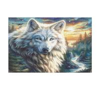 Wolf Glowing Blue Eyes 1000 Piece Jigsaw Puzzle for Adults Rainy Day Activity Mindful Relaxation Precision Cut Pieces Unique Gift Wall Art Decor 1000 PCS