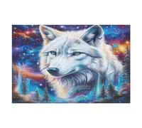 Wolf Glowing Blue Eyes 1000 Piece Jigsaw Puzzle for All Ages Jigsaw Parent Child Team Building Vibrant Challenge Ideal Festival Gift Home Decor 1000 PCS