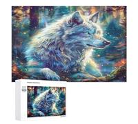 Wolf Glowing Blue Eyes 1000 Piece Jigsaw Puzzles Suitable All AgesJigsaws Parent-Child Team Building Vibrant Challenge Ideal Festival Gift Home Decor 1000 PCS