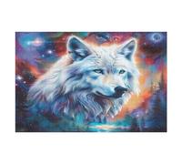 Wolf Glowing Blue Eyes 1000 Piece Premium Jigsaw Puzzle Adult Jigsaws Brain Training Hobby Home Decor Winter Gift Unique Shaped Eco Friendly Material 1000 PCS