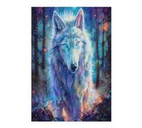 Wolf Glowing Blue Eyes 300 Piece Jigsaw Puzzle for Adults Book Club Activity Social Fun Vibrant Colours for Book Lovers 300 PCS