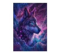 Wolf Glowing Blue Eyes 300 Piece Jigsaw Puzzle for All Ages Jigsaw Evening Wind Down Activity Challenging Fun Home Decor Stress Relief 300 PCS