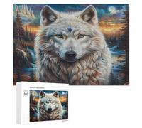 Wolf Glowing Blue Eyes 300Pc Jigsaw Puzzles Adults KidsJigsaws Weekend DIY Activity Parent-Child Bonding Vibrant Design Perfect Festival Gift 300 PCS