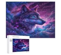 Wolf Glowing Blue Eyes 500Pc Jigsaw Puzzles Adults KidsJigsaws Weekend Parent Child Activity After Work Stress Relief Vibrant Gift Home Decor 500 PCS
