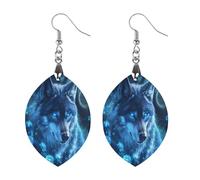 Wolf Glowing Roses Lightweight Boho Dangle Earrings Wooden Earring Drop Charms Jewelry Gifts for Women Apricot Shaped
