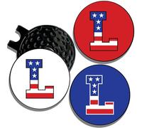 Wolf Golf Towels Golf Ball Marker Hat Clip | USA Monogram | 1 Magnetic Clip + 3 Ball Markers | Patriotic Golf Accessories for Men & Women