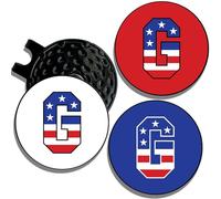 Wolf Golf Towels Golf Ball Marker Hat Clip | USA Monogram | 1 Magnetic Clip + 3 Ball Markers | Patriotic Golf Accessories for Men & Women