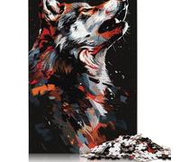 Wolf Graffiti Art Jigsaw Puzzles for Adults 500 Pieces Boys Girls Wooden Puzzle Game Birthday Gifts Jigsaw Puzzle Casual Games 500pcs (52x38cm)