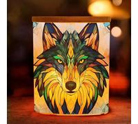 Wolf Graphic Printing Tea Light Candle Holder Glass Candle Jars,Tealight Holders for Candles and Essential Oil Diffuser, Table Centerpiece, Home Decor 2.8D x 3.5H inches