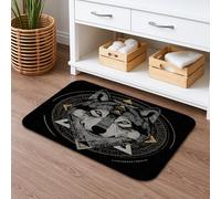 Wolf Graphic Quick Dry Bath Mat, Monochrome Tribal Design Absorbent Non Slip Shower Mat, Modern Memory Foam Washable Bath Rugs for Bathroom Toilet Restroom Decorative 20x32 Inch