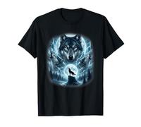 Wolf Graphic Tees Men Alpha Wolves Moon Howling Dark Fantasy T-Shirt