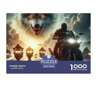 Wolf Great Gift Idea 1000 Pc Adult Jigsaws - Wolf Motorcycle Thunder Impossible Hard Challenging Game for Wall Decoration70x50cm/1000pcs