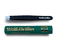 Wolf & Griffin Ultimate Precision Mini Tweezers | Stainless Steel Professional Slant Eyebrow Tweezers for Men and Women | Black Edition