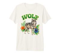 Wolf Groovy Wolves Floral Wolf Watercolor Wolves Boho Wolf Premium T-Shirt