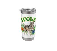 Wolf Groovy Wolves Floral Wolf Watercolor Wolves Boho Wolf Stainless Steel Insulated Tumbler