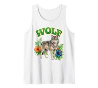 Wolf Groovy Wolves Floral Wolf Watercolor Wolves Boho Wolf Tank Top