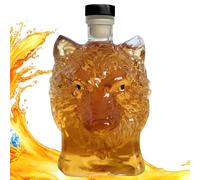 Wolf Head - 350ml Whisky Decanter, Artistic Liquor Container, Tequila In Bottles, Animal Shaped Bottle With Wild Decorations Of Artisan Art | Pe