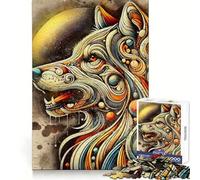 Wolf Head Abstract Art 1000 Piece Teenager Puzzles Analytical Skill Easy Relaxation Clean Cut Perfect Present (38x52cm)