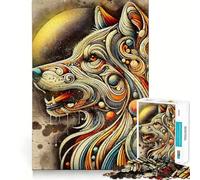 Wolf Head Abstract Art Jigsaw for Adults1000 Pieces Mind Boost Game Seamless Fit Precise Pieces Relaxing Indoor Group Activity (50x75cm)