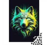 Wolf Head Art Print 1000-Piece Puzzle for Adults, 38x26cm/1000pcs, for Calm Hands-on Time after Work; Smooth White Pieces for Easy Handling
