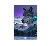 Wolf Head Canvas Wall Art Ice Snow Mountains Print On Canvas Artwork for Bedroom, Living Room, Or Kitchen Home Decor Gift 12x18inch(30x45cm)