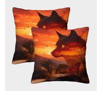 Wolf Head Cushion Covers Set of 2, Premium Polyester Throw Pillow Cover with Hidden Zipper, Premium Decorative Throw Pillow Cases, for Garden Livingroom Couch Patio Furniture 40x40cm