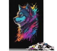 Wolf Head Graffiti Puzzle Customizable Pictures 100% Recycled Cardboard Jigsaw Puzzle for Kids And Adults Age 12 Years Up Unique Gift 1000pcs (26x38cm)