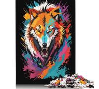 Wolf Head Graffiti Style Jigsaw Puzzles Puzzles for Adults Kids. 1000 Pieces Whimsical Challenge Toy Educational Game Home Decoration for Educational Games Gifts 1000pcs (75x50cm)