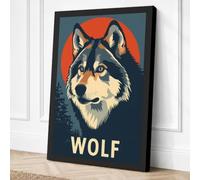Wolf Head Icon Vintage Canvas Wall Art Print 36x24 Inch