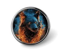 Wolf Head in Blue Flames Round Badge Pin Funny 1 Inch Button Brooch Lapel Pins Fashion Hat Shirt Pin Tie Tack Pinback Buttons Badge Party Supplies Decor Badges For Clothing Coat Hat Dress For Men Wome