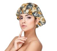 Wolf Head In The Woods Print Satin Silk Bonnet for Sleeping Women, Adjustable Double Layer Satin Hair Bonnet Night Sleep Cap for Curly Hair